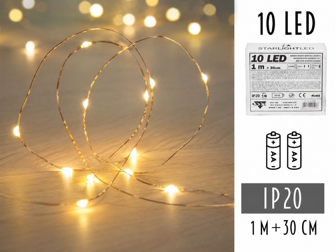 10 LED-es elemes fényfüzér – 2 színben