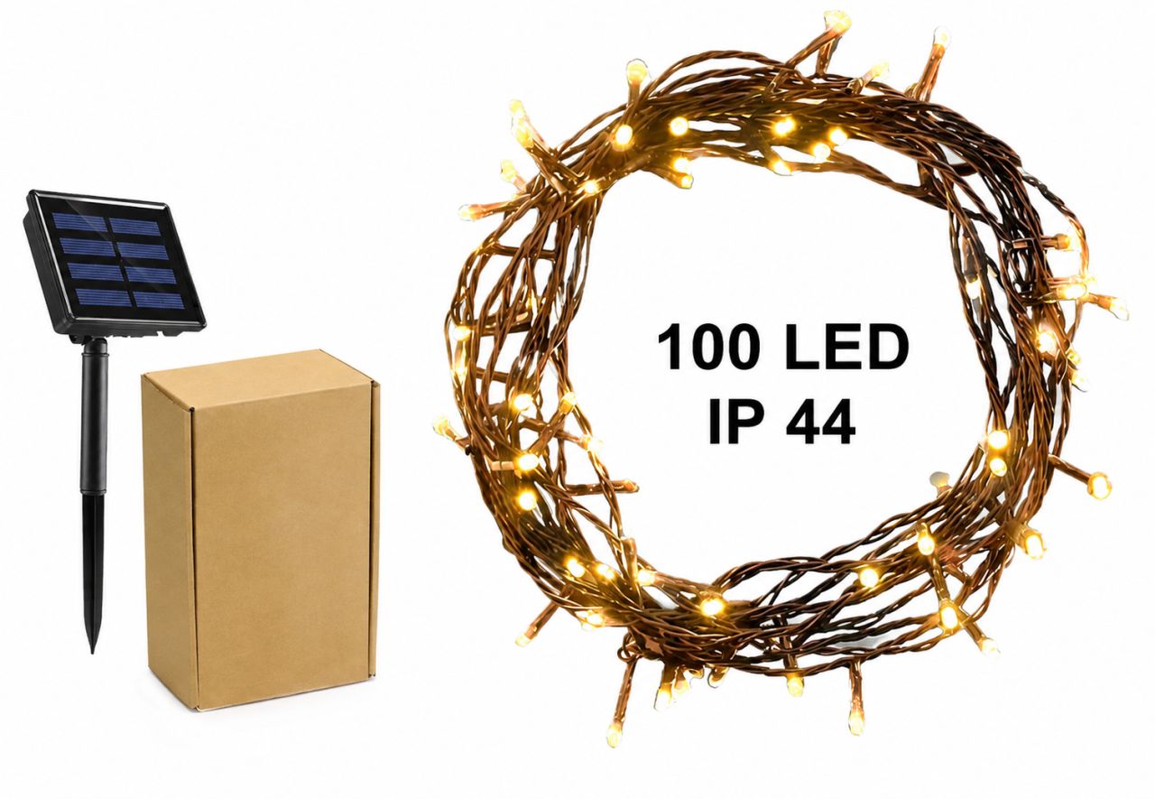 100 LED-es napelemes fényfüzér – meleg fehér 100 LED-es napelemes fényfüzér – meleg fehér