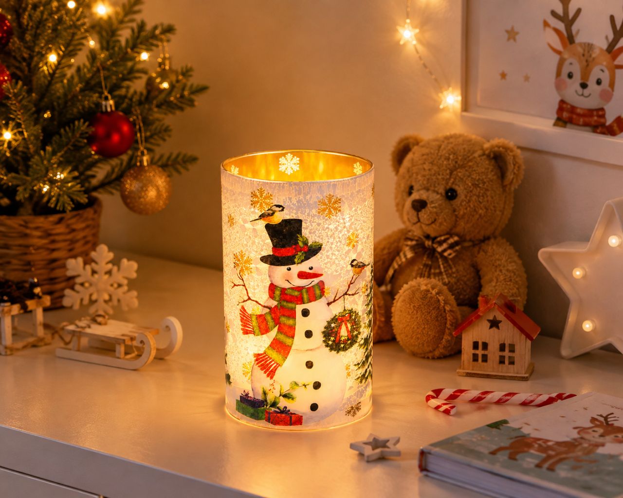 LED-es karácsonyi dekorációs lámpa hóember mintával – 15,2 cm LED-es karácsonyi dekorációs lámpa hóember mintával – 15,2 cm