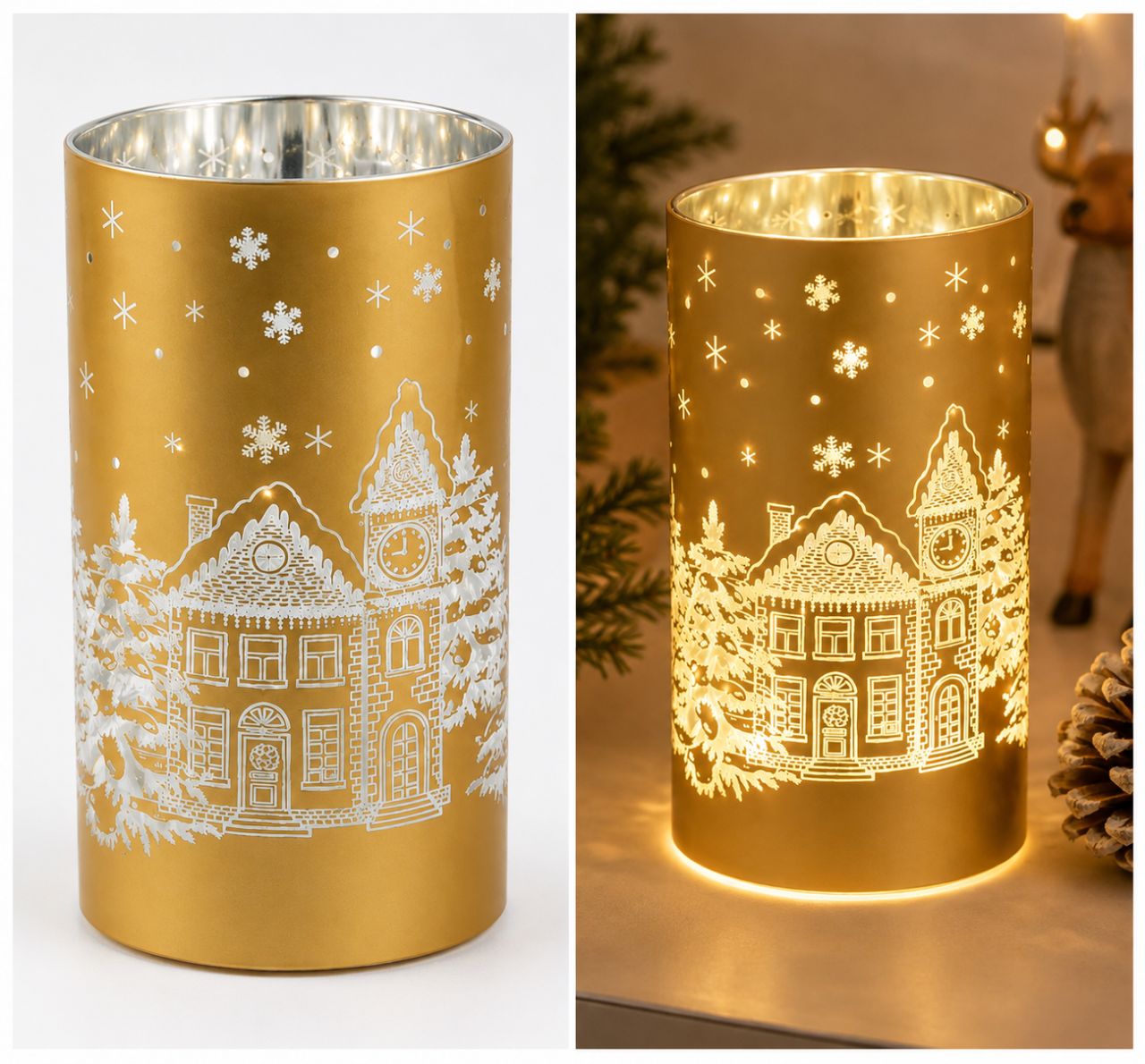 LED karácsonyi lámpa havas toronyóra mintával – 15,2 cm- 2 színben LED karácsonyi lámpa havas toronyóra mintával – 15,2 cm- 2 színben
