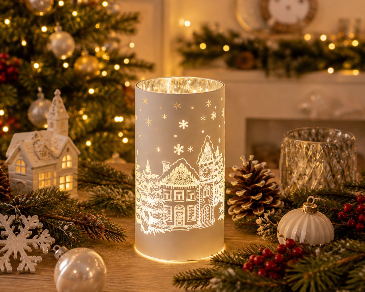 LED karácsonyi lámpa havas toronyóra mintával – 15,2 cm- 2 színben LED karácsonyi lámpa havas toronyóra mintával – 15,2 cm- 2 színben