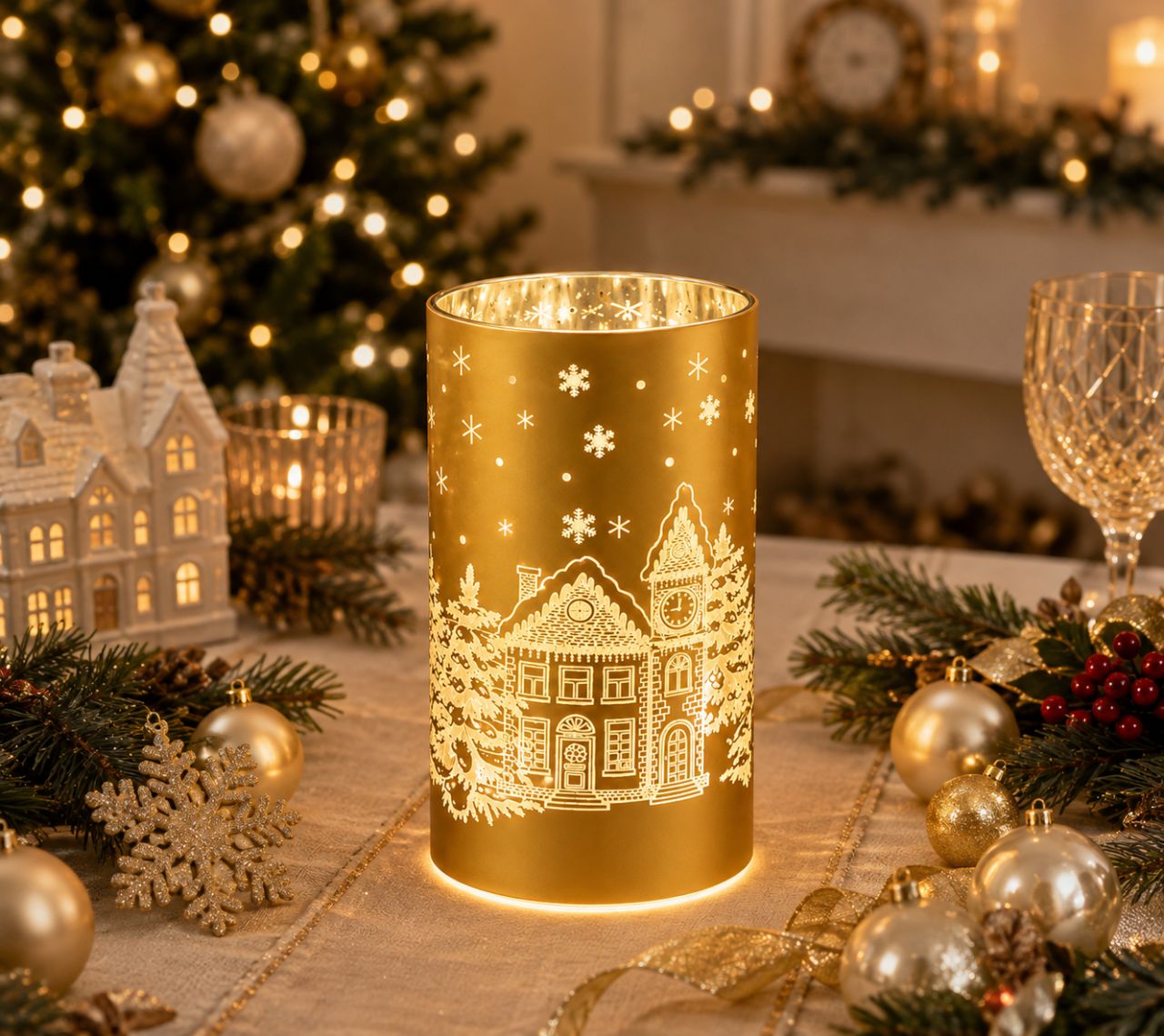 LED karácsonyi lámpa havas toronyóra mintával – 15,2 cm- 2 színben LED karácsonyi lámpa havas toronyóra mintával – 15,2 cm- 2 színben