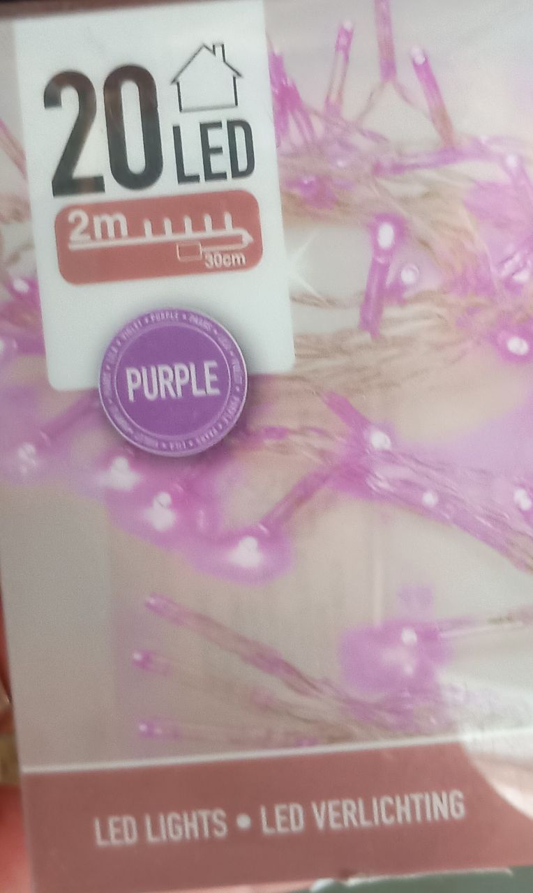 Fényfüzér 20 LED-es elemes 2 m - Lila Fényfüzér 20 LED-es elemes 2 m - Lila
