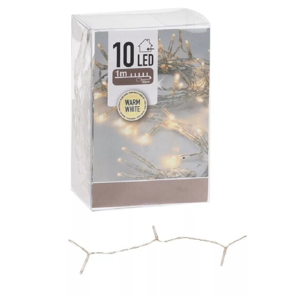10 LED-es fényfüzér elemes - Melegfehér 10 LED-es fényfüzér elemes - Melegfehér