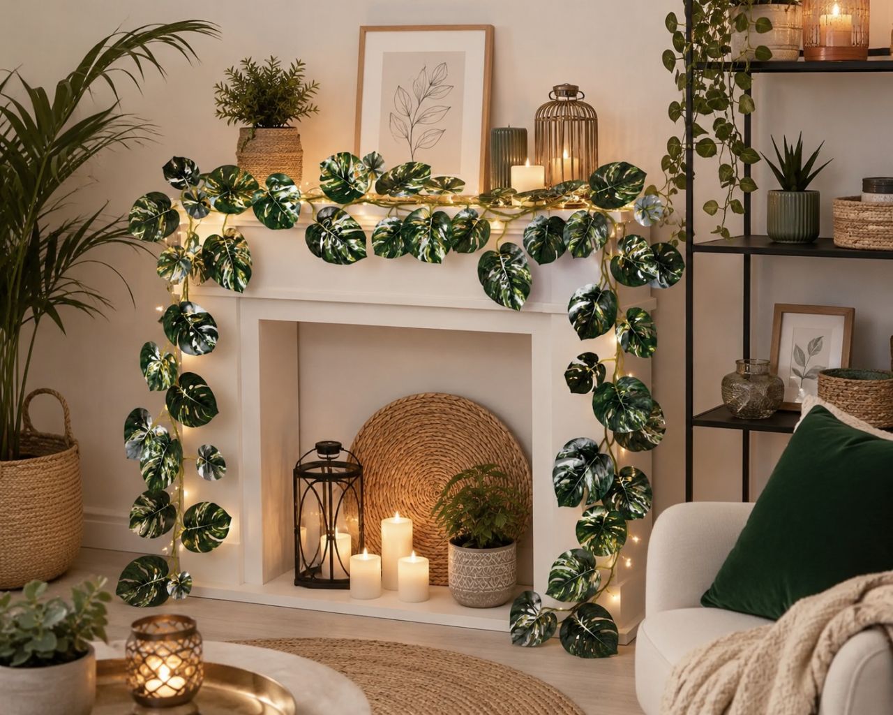 Monstera leveles girland 185 cm – dekor zöld futó Monstera leveles girland 185 cm – dekor zöld futó