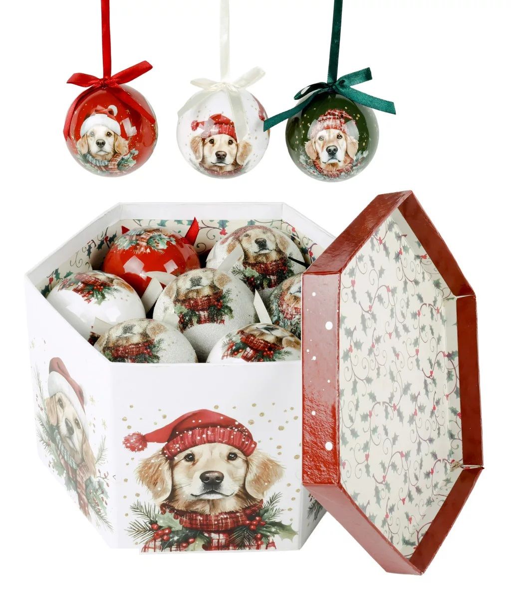 Dekor karácsonyi gömb szett díszdobozban 14 db 75mm - többféle mintával Dekor karácsonyi gömb szett díszdobozban 14 db 75mm - többféle mintával