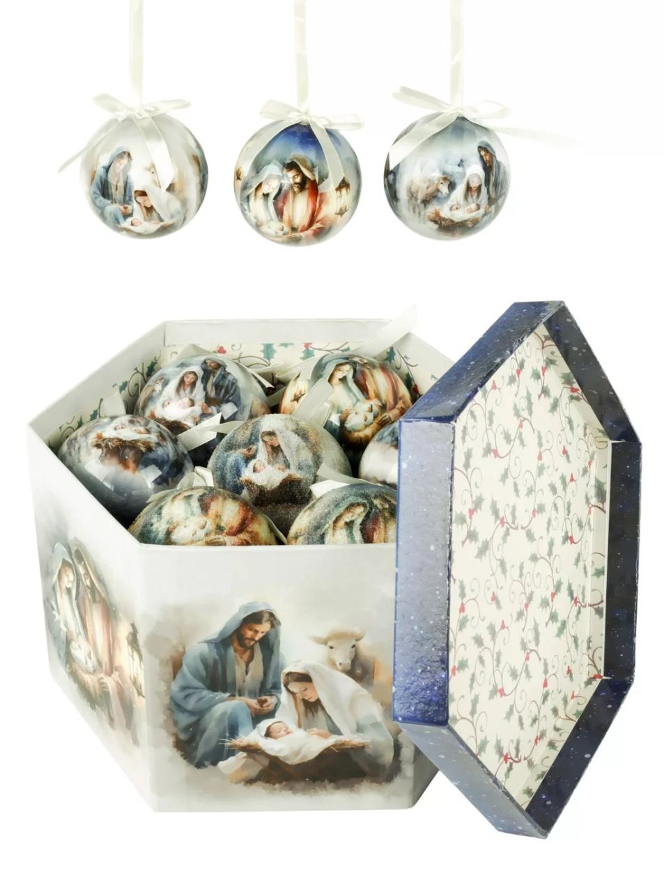 Dekor karácsonyi gömb szett díszdobozban 14 db 75mm - többféle mintával Dekor karácsonyi gömb szett díszdobozban 14 db 75mm - többféle mintával