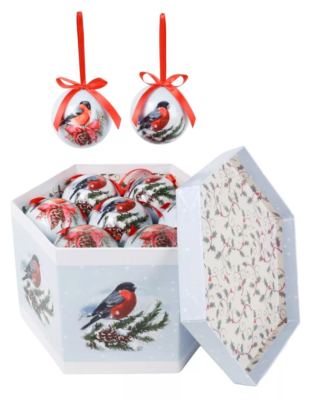 Dekor karácsonyi gömb szett díszdobozban 14 db 75mm - többféle mintával Dekor karácsonyi gömb szett díszdobozban 14 db 75mm - többféle mintával