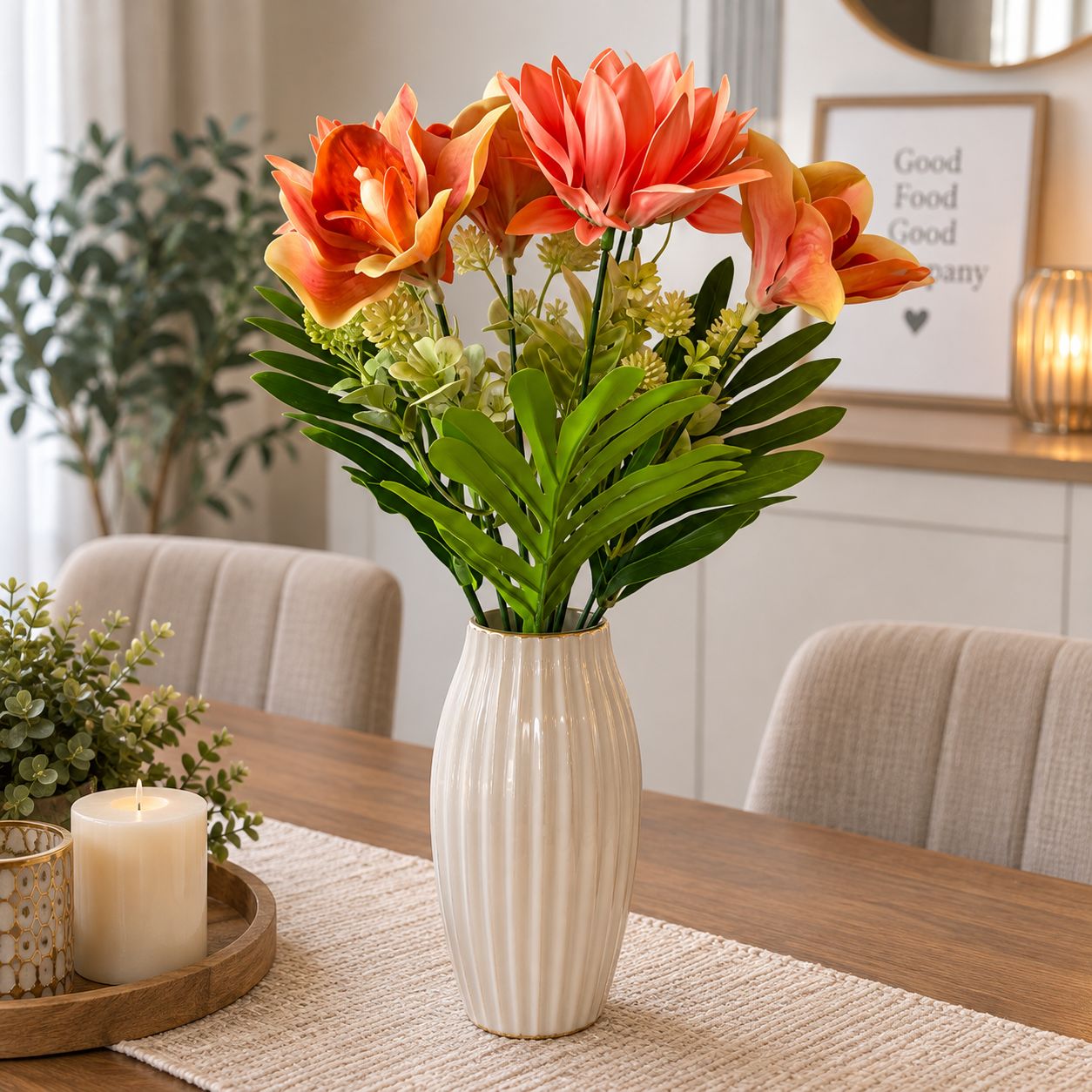 Gumi orchidea-gerbera művirág csokor x10 – 48 cm – 4 színben