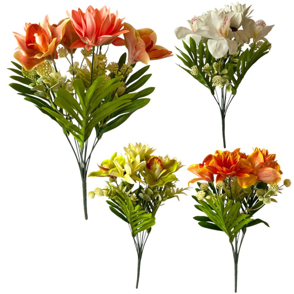 Gumi orchidea-gerbera művirág csokor x10 – 48 cm – 4 színben