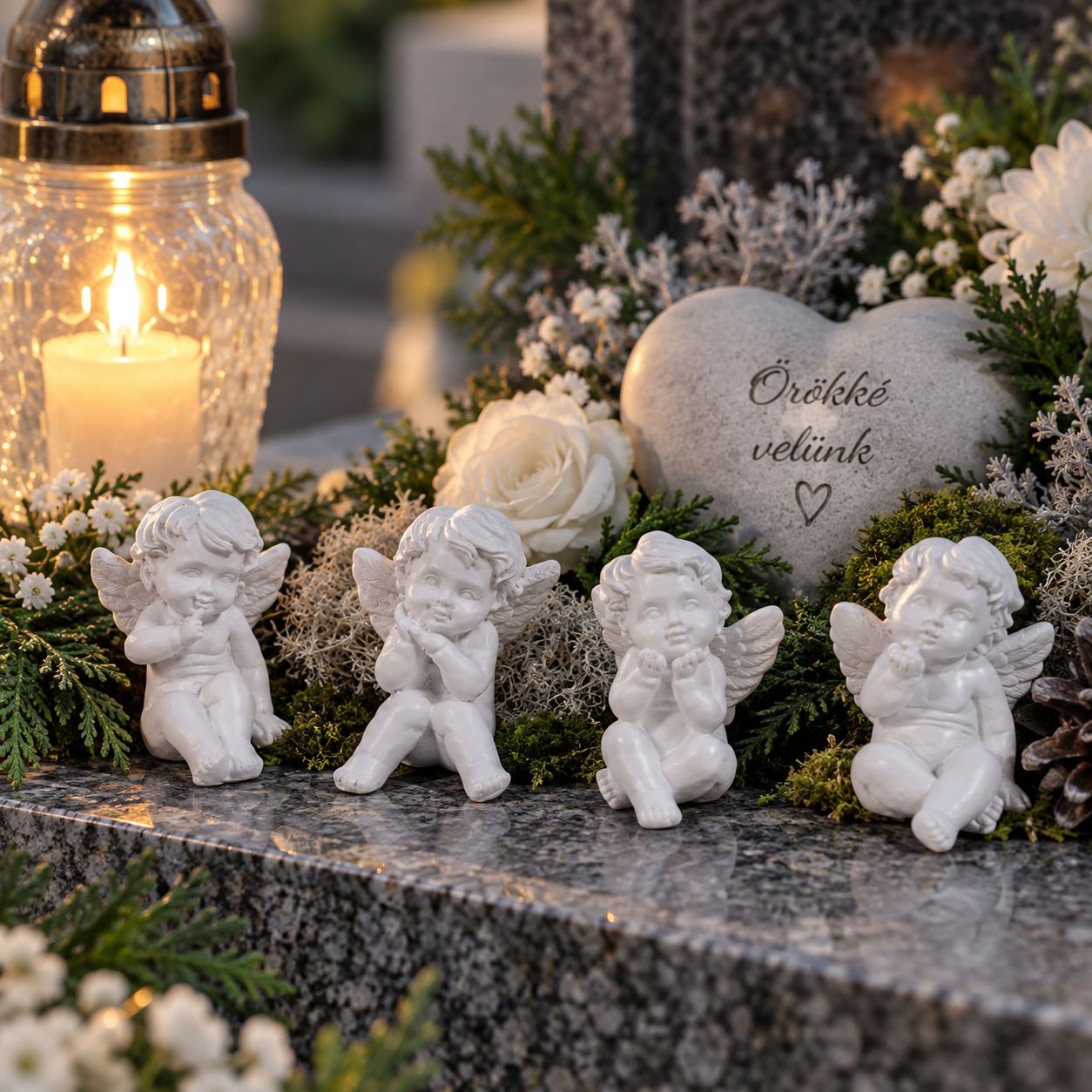 Ülő angyal figura fehér 5 cm – 4 db/csomag Ülő angyal figura fehér 5 cm – 4 db/csomag