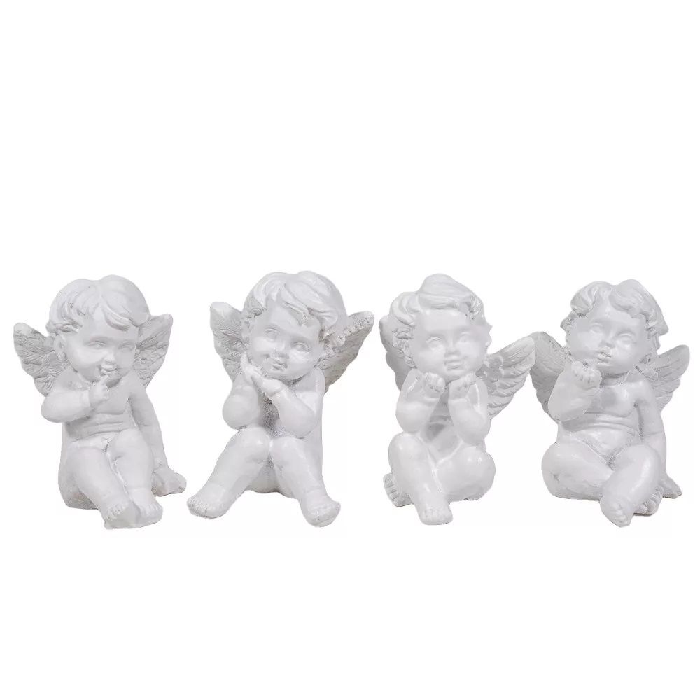 Ülő angyal figura fehér 5 cm – 4 db/csomag Ülő angyal figura fehér 5 cm – 4 db/csomag