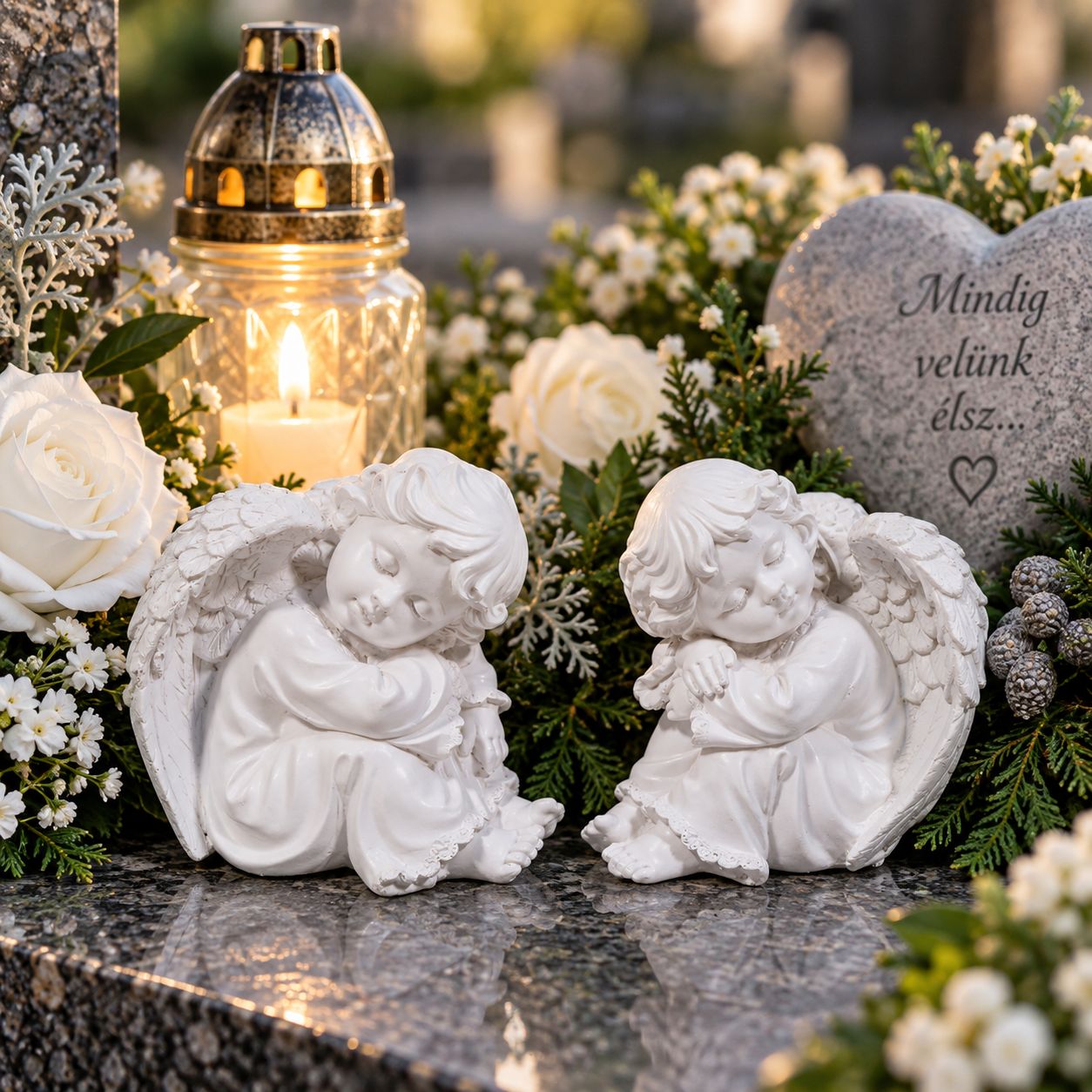 Ülő angyal figura fehér 11 cm – 2 féle, Ülő angyal figura fehér 11 cm – 2 féle,