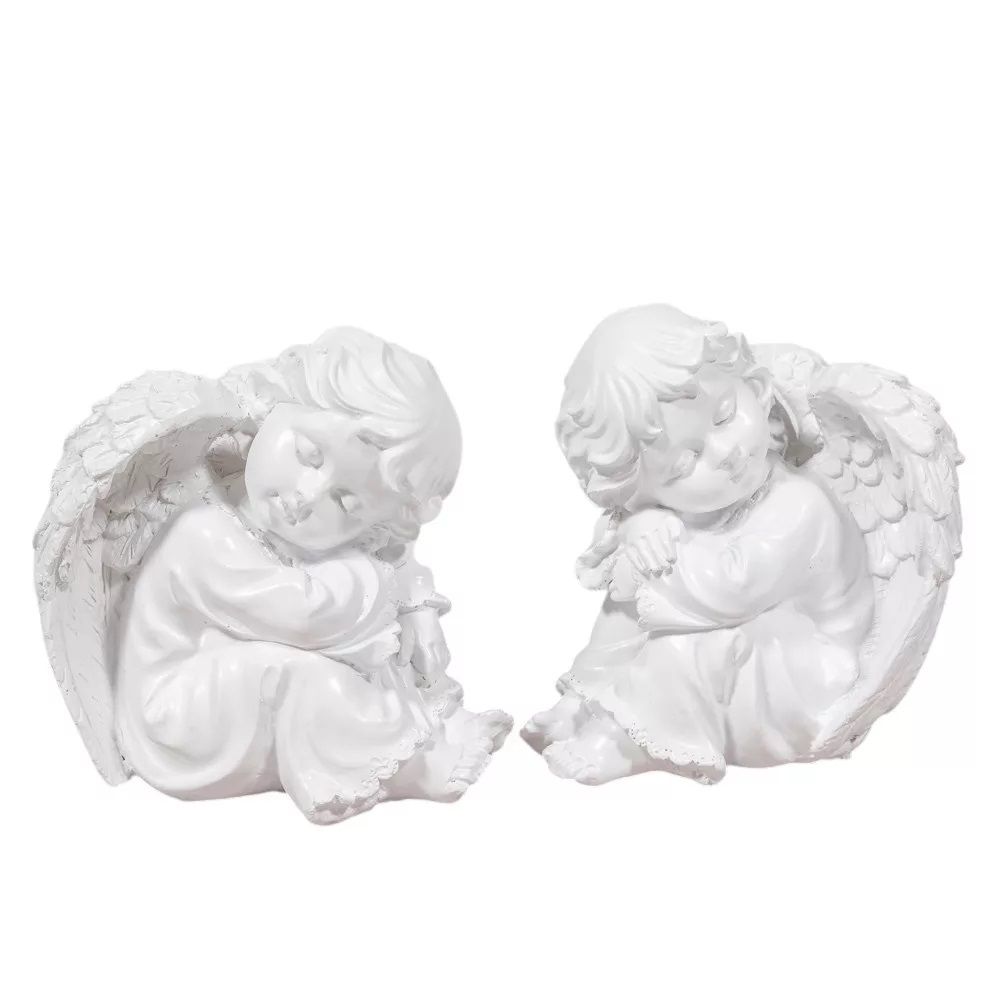 Ülő angyal figura fehér 11 cm – 2 féle, Ülő angyal figura fehér 11 cm – 2 féle,