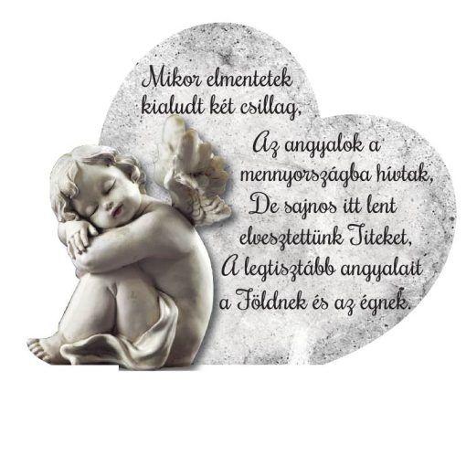Talpas kegyeleti fa szív angyallal 22 × 18 cm