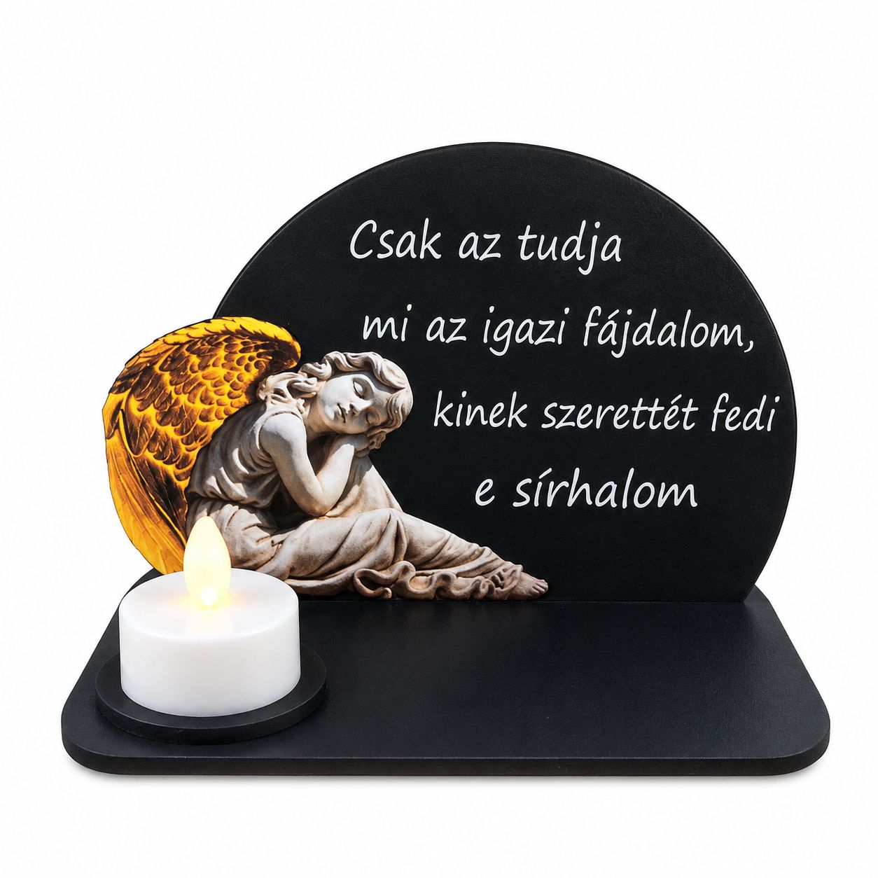 Talpas fa kegyeleti dísz angyallal 16 × 11 cm – többféle