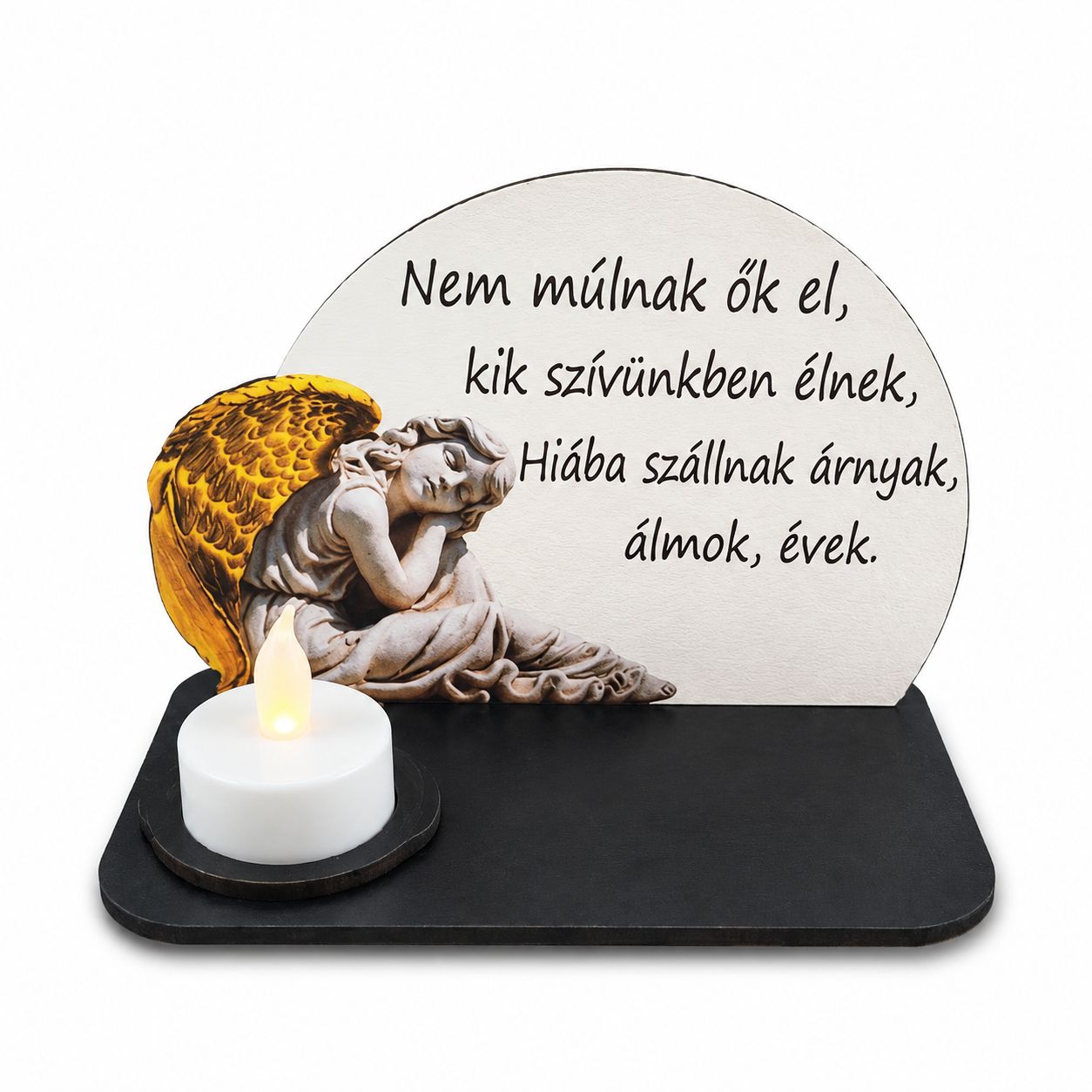 Talpas fa kegyeleti dísz angyallal 16 × 11 cm – többféle