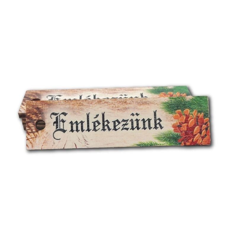 Furatolt fa kegyeleti biléta 2 × 7,5 cm – 2 felirattal