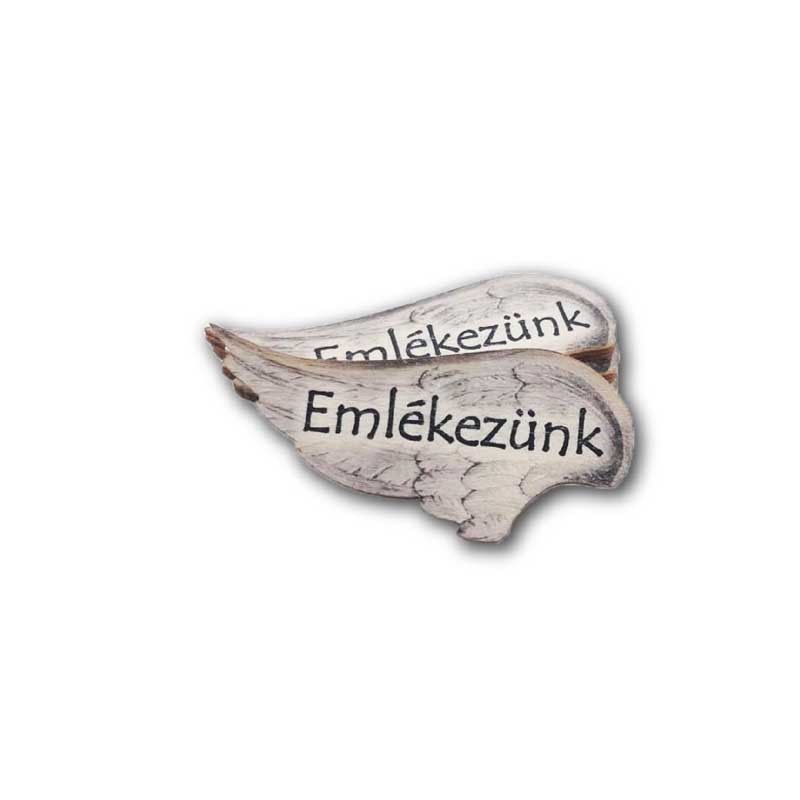 Emlékezünk angyalszárny kegyeleti fa táblácska 2,5 × 5,5 cm Emlékezünk angyalszárny kegyeleti fa táblácska 2,5 × 5,5 cm