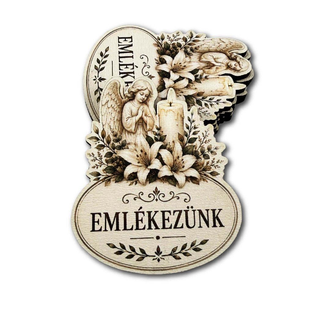 Emlékezünk angyalos kegyeleti fa dísz 6,2 × 5,3 cm – 5 db/csomag