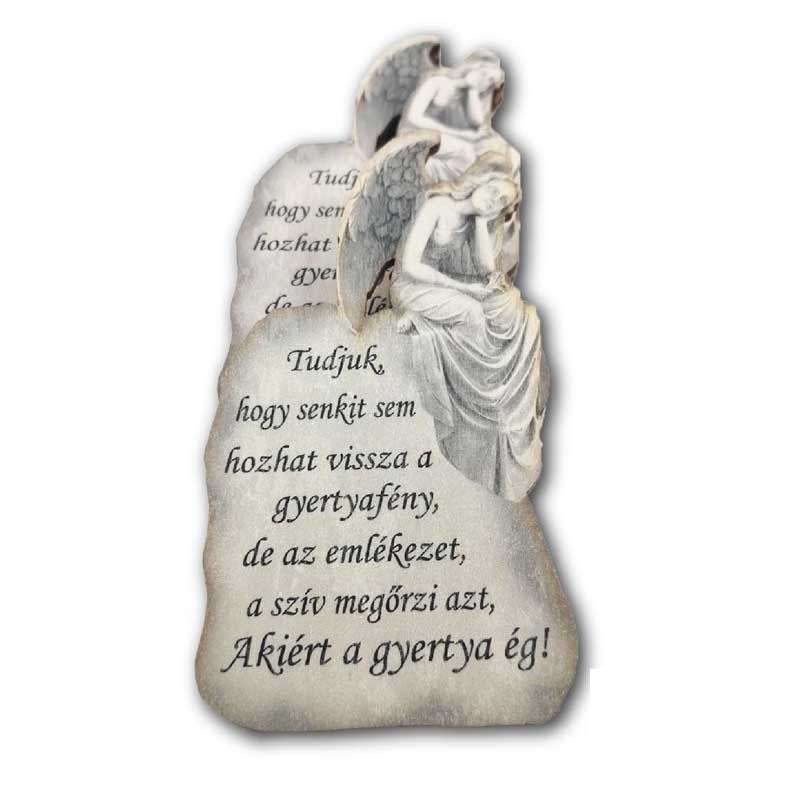 Angyal kőhatású táblával 2 féle felirattal – 12 × 9 cm Angyal kőhatású táblával 2 féle felirattal – 12 × 9 cm