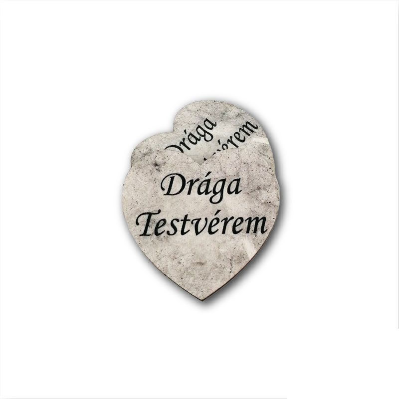 Kőhatású emlékszív fa dísz – 5 × 5 cm, 9 féle felirattal Kőhatású emlékszív fa dísz – 5 × 5 cm, 9 féle felirattal