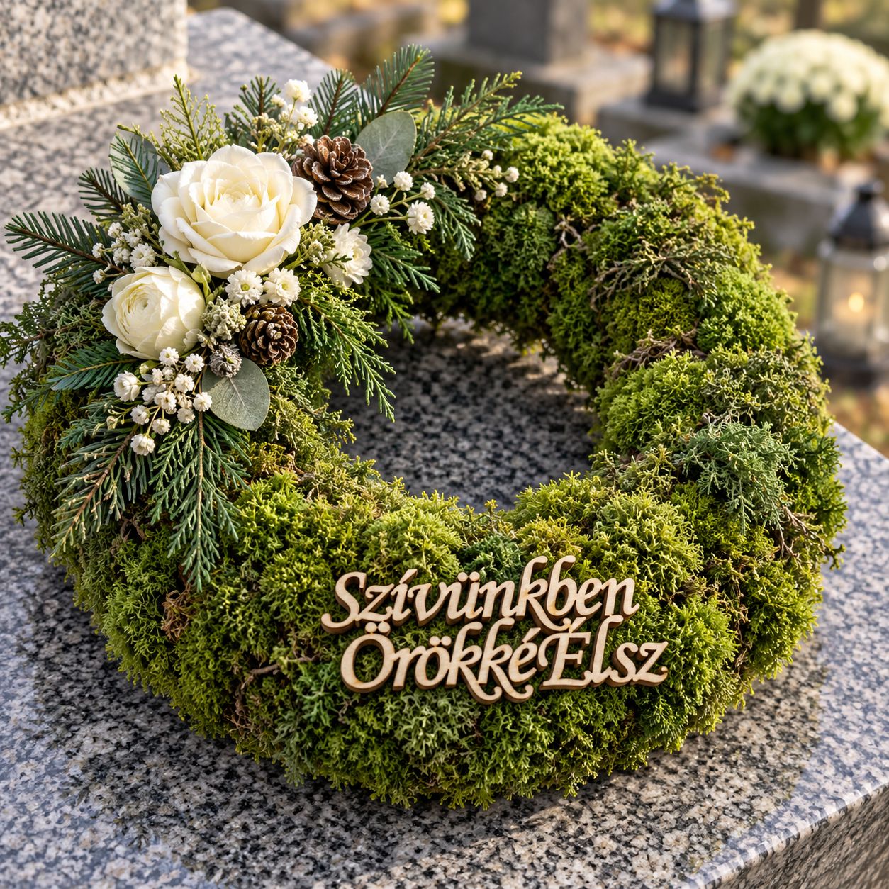 Szívünkben örökké élsz fa felirat – két méretben