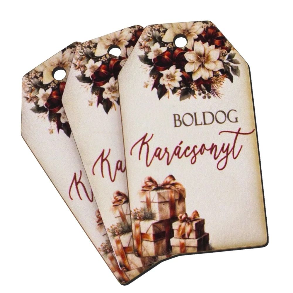 Boldog karácsonyt dekorkarton tábla 5×7cm, 3 db/csomag 2 féle Boldog karácsonyt dekorkarton tábla 5×7cm, 3 db/csomag 2 féle