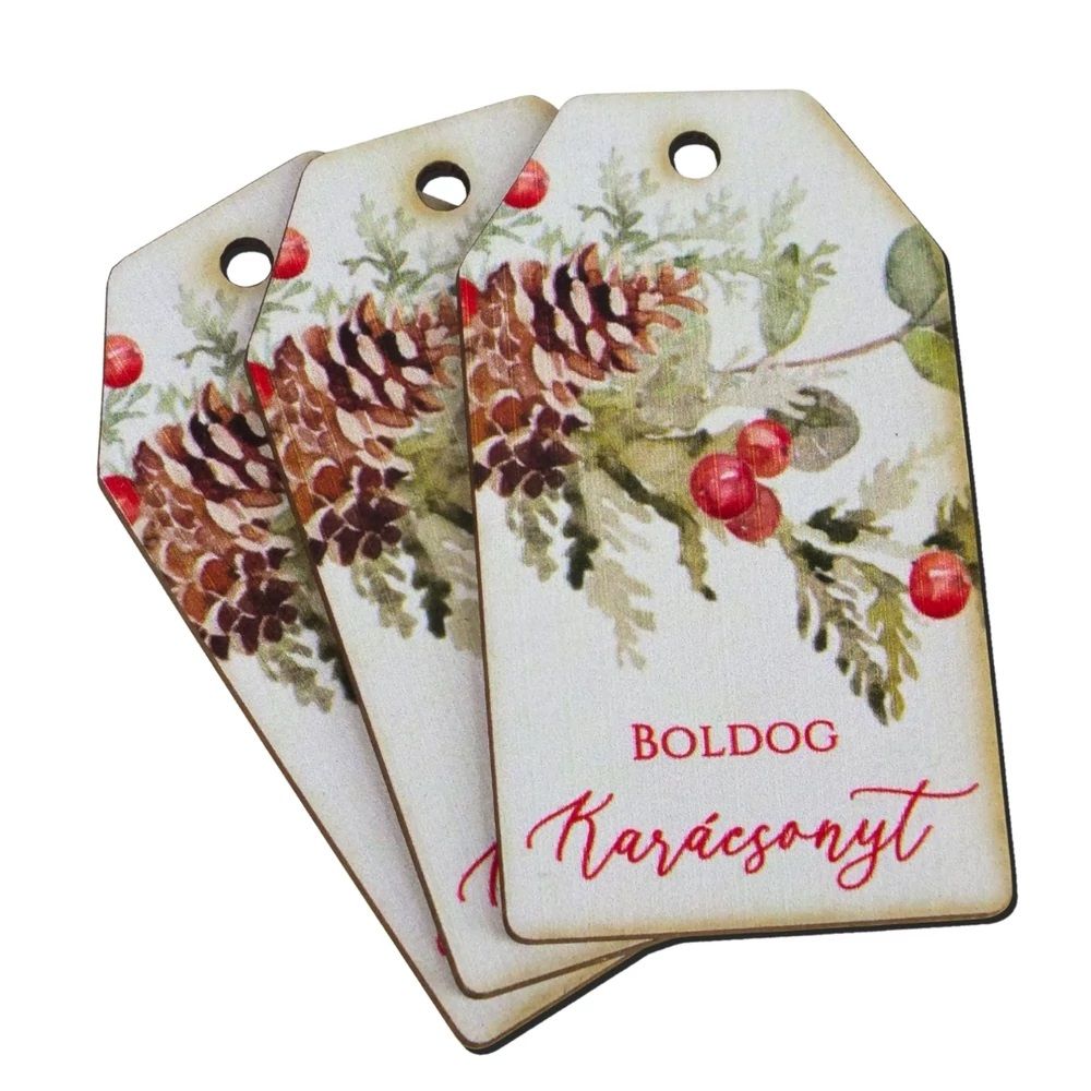 Boldog karácsonyt dekorkarton tábla 5×7cm, 3 db/csomag 2 féle Boldog karácsonyt dekorkarton tábla 5×7cm, 3 db/csomag 2 féle