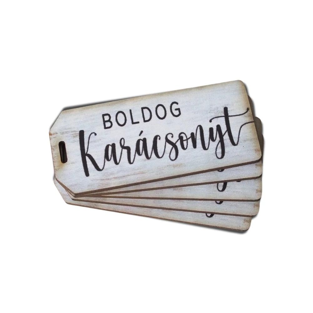 Boldog Karácsonyt dekor karton biléta 5 db/csomag - 2 féle Boldog Karácsonyt dekor karton biléta 5 db/csomag - 2 féle