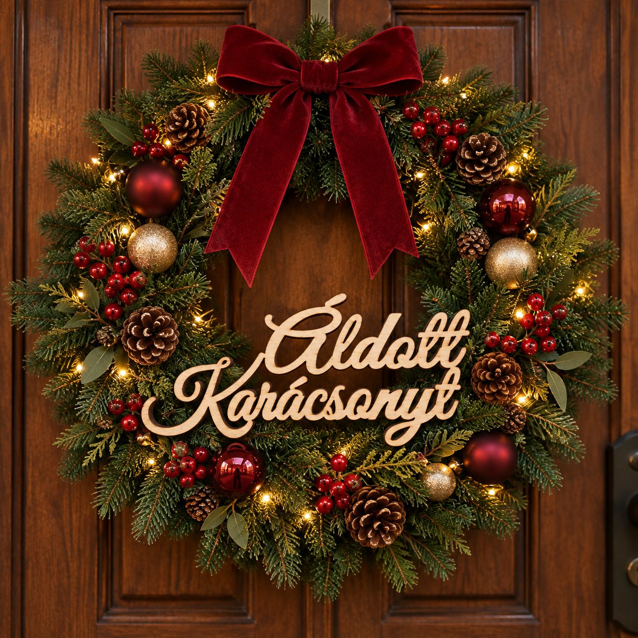 Áldott karácsonyt fa felirat – 2 méretben, 5 db/csomag
