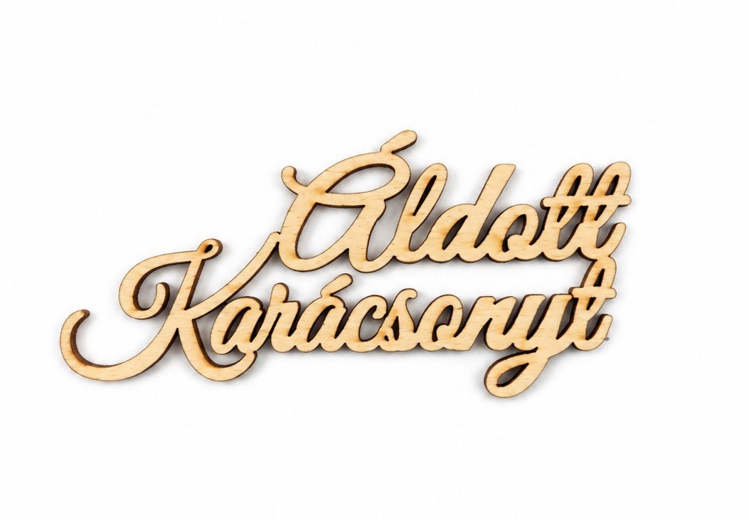 Áldott karácsonyt fa felirat – 2 méretben, 5 db/csomag