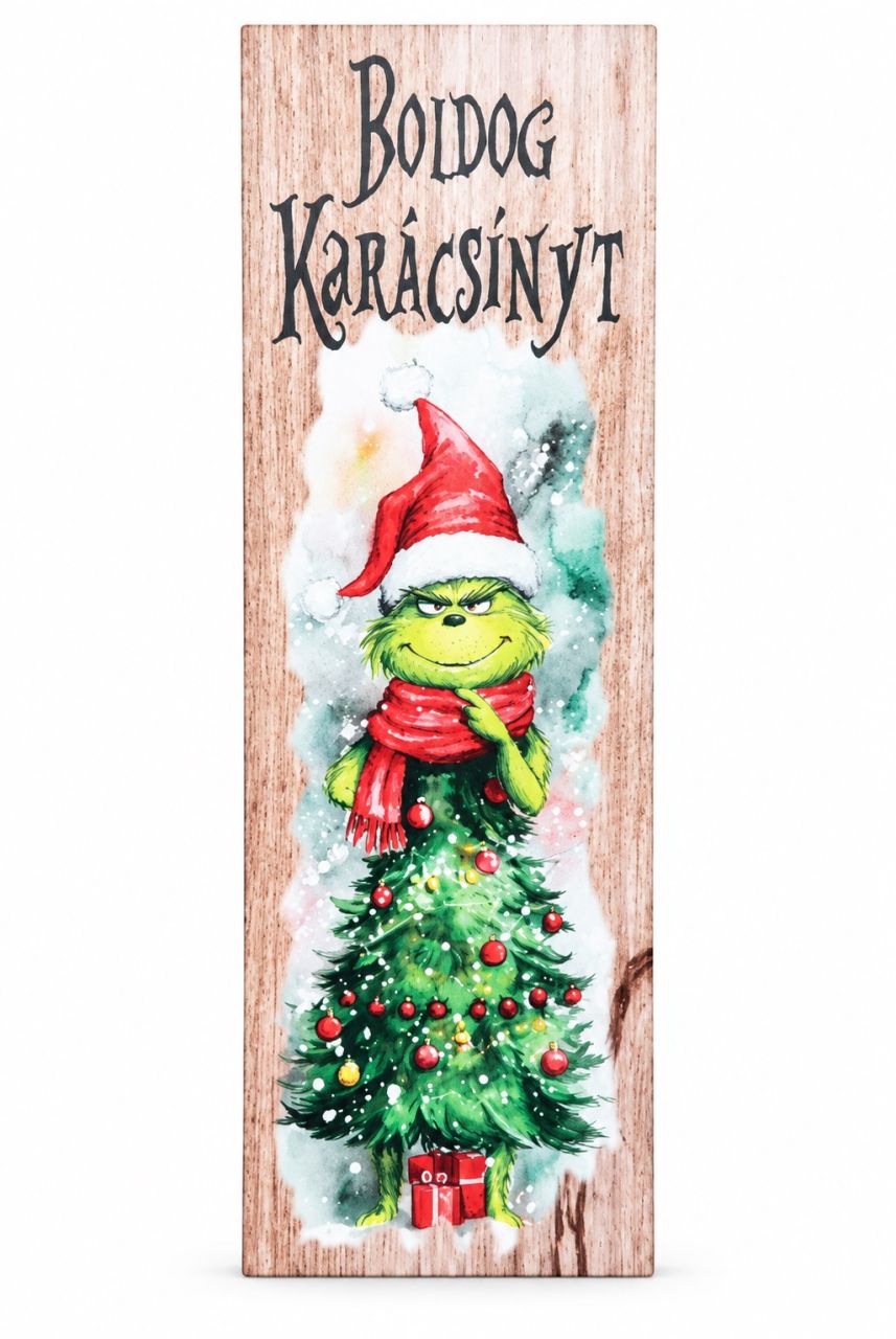 Karácsonyi nagy fa tábla – 60 × 20 cm, 6 felirattal Karácsonyi nagy fa tábla – 60 × 20 cm, 6 felirattal