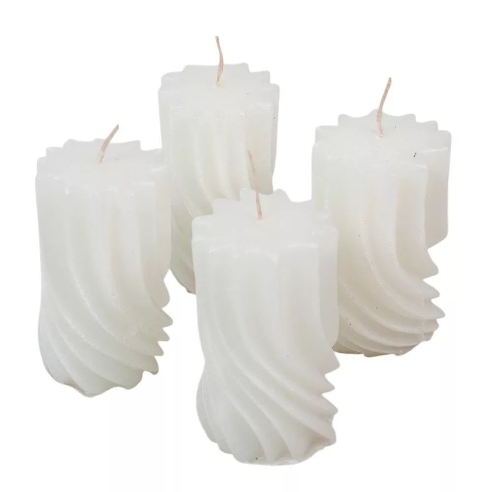 Kontúrozott hullámos henger gyertya, 55 × 95 mm – 4 színben Kontúrozott hullámos henger gyertya, 55 × 95 mm – 4 színben