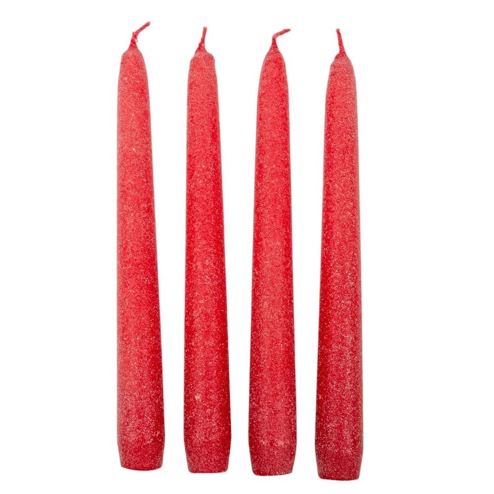 Bársony glitter spitz gyertya 195 mm – 4 db/csomag, több színben