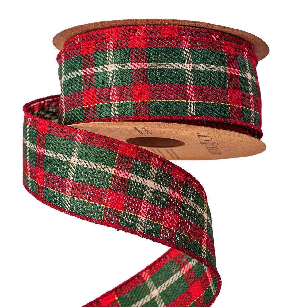 Karácsonyi skótkockás szalag drótos szegéllyel 38 mm × 10 m Karácsonyi skótkockás szalag drótos szegéllyel 38 mm × 10 m